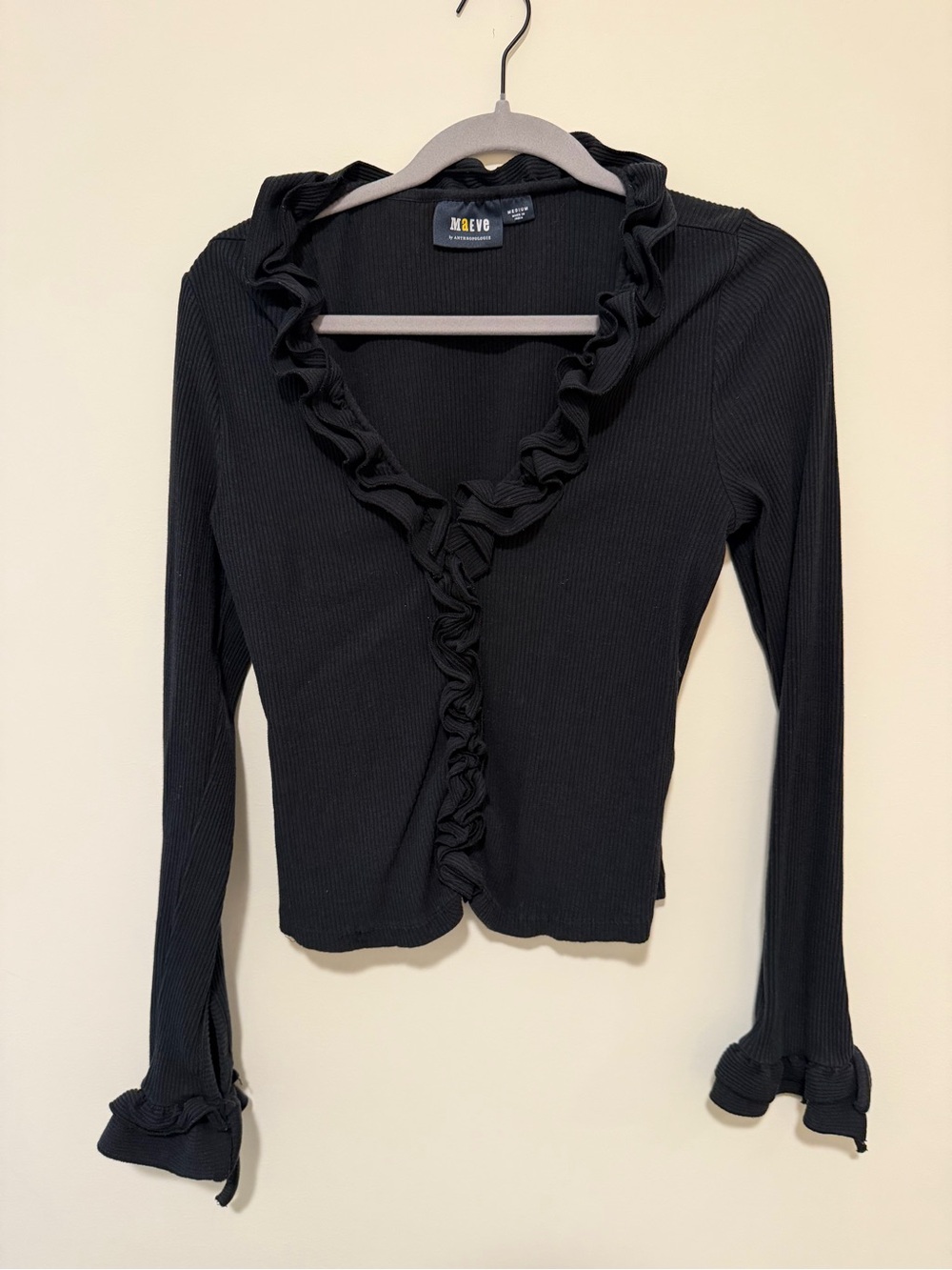 Anthropologie Maeve Sexy Ruffle V-Neck Blouse - sz M